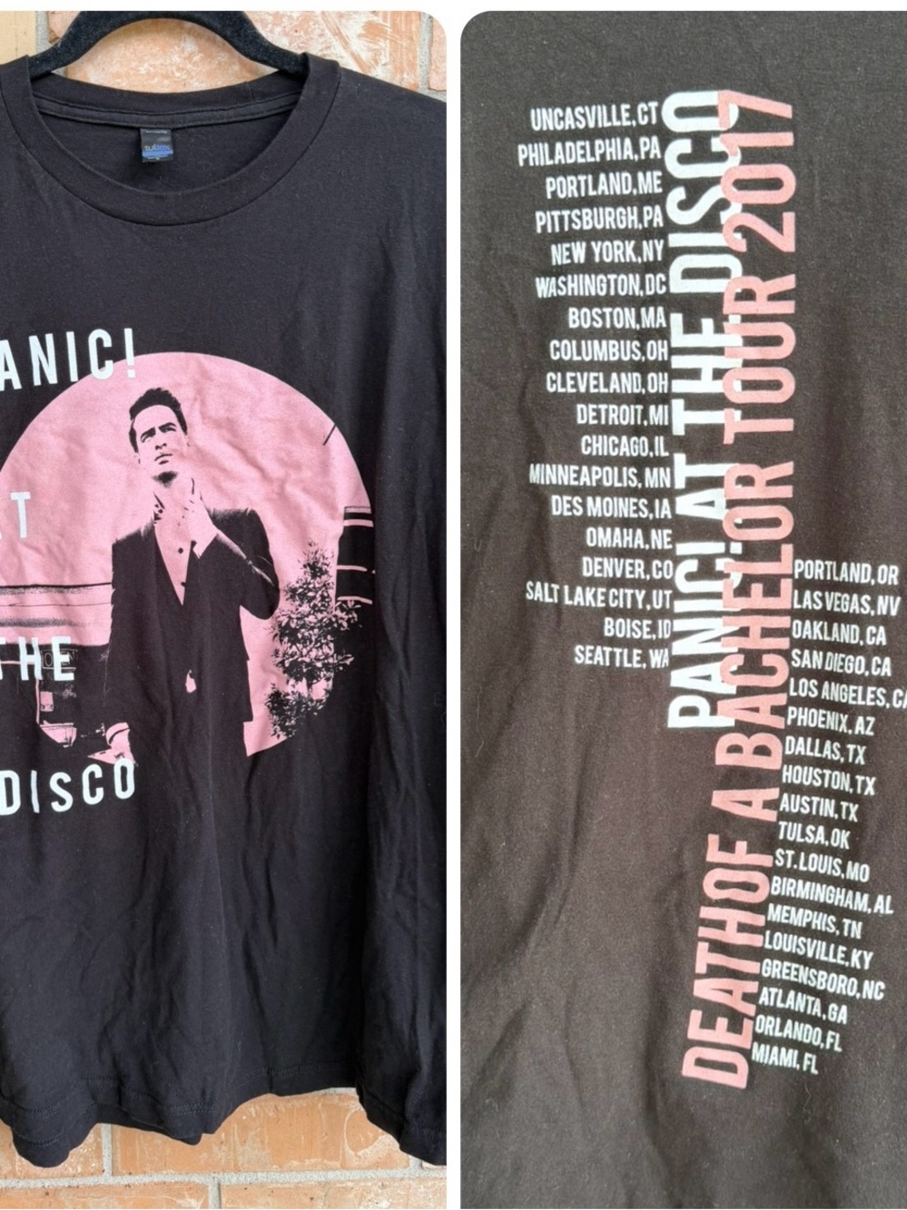 Panic at the Disco concert Black T-Shirt with 2017 Graphic Tour Print XL